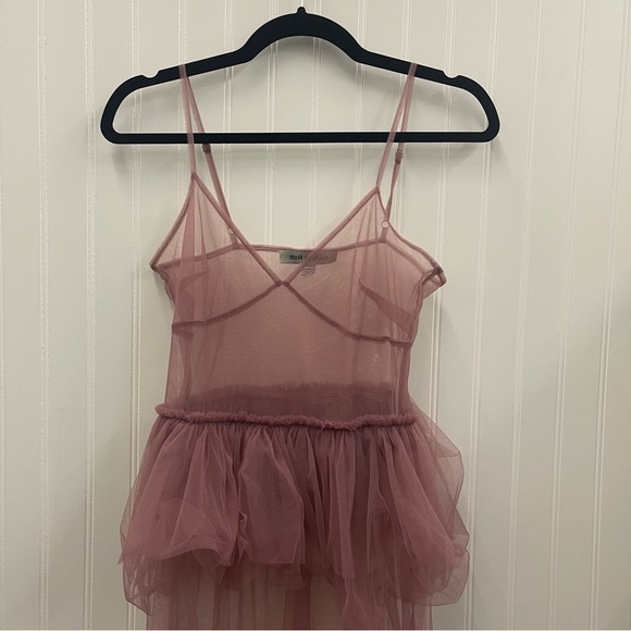 Urban Outfitters Aida Sheer Mesh Tulle Ruffle Midi Dress Sz XS - Picture 5 of 12